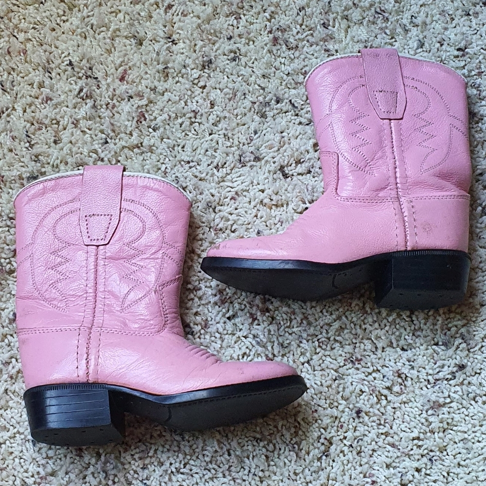 Size 5.5 Pink Old West Leather Cowgirl Boots
